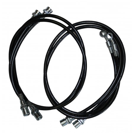 FRONT / REAR STEEL BRAIDED BRAKE LINE KIT<br/> (W/ SINGLE REAR BRAKE LINE)